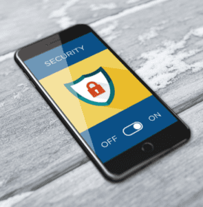 smartphone with security icon